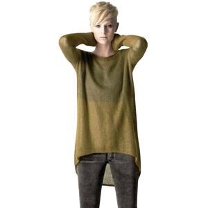 EILEEN FISHER Women’s Color-Blocked Jewel Neck Mohair Knit Tunic large